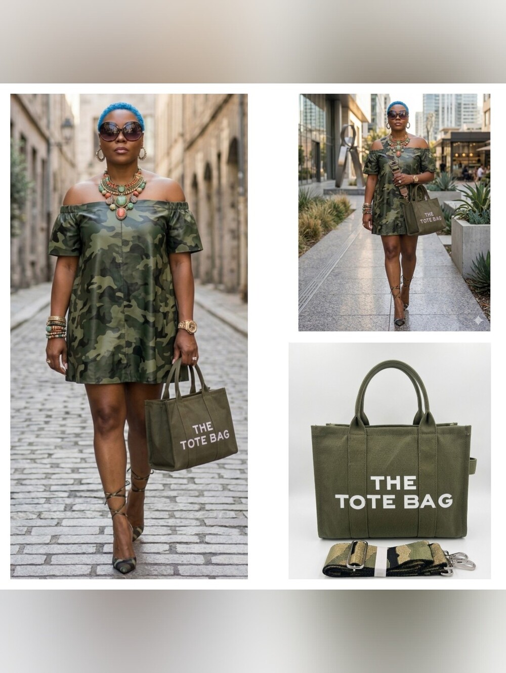 Fashion Olive Green Canvas Tote Bag NWOT